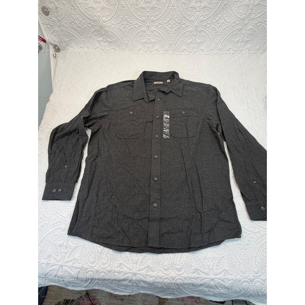 Redhead Mens XL Charcoal Gray Flannel Button Down Shirt 100% Cotton